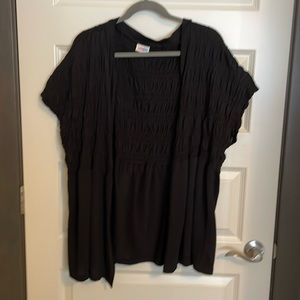 LulaRoe Kaylin Short Sleeve Smocked Cardigan Vest Black 2XL
